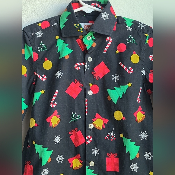 Opposuits- Boy's Christmas Tailored Fit LS Button Down Shirt, Sz 6 Years Old - Picture 3 of 9